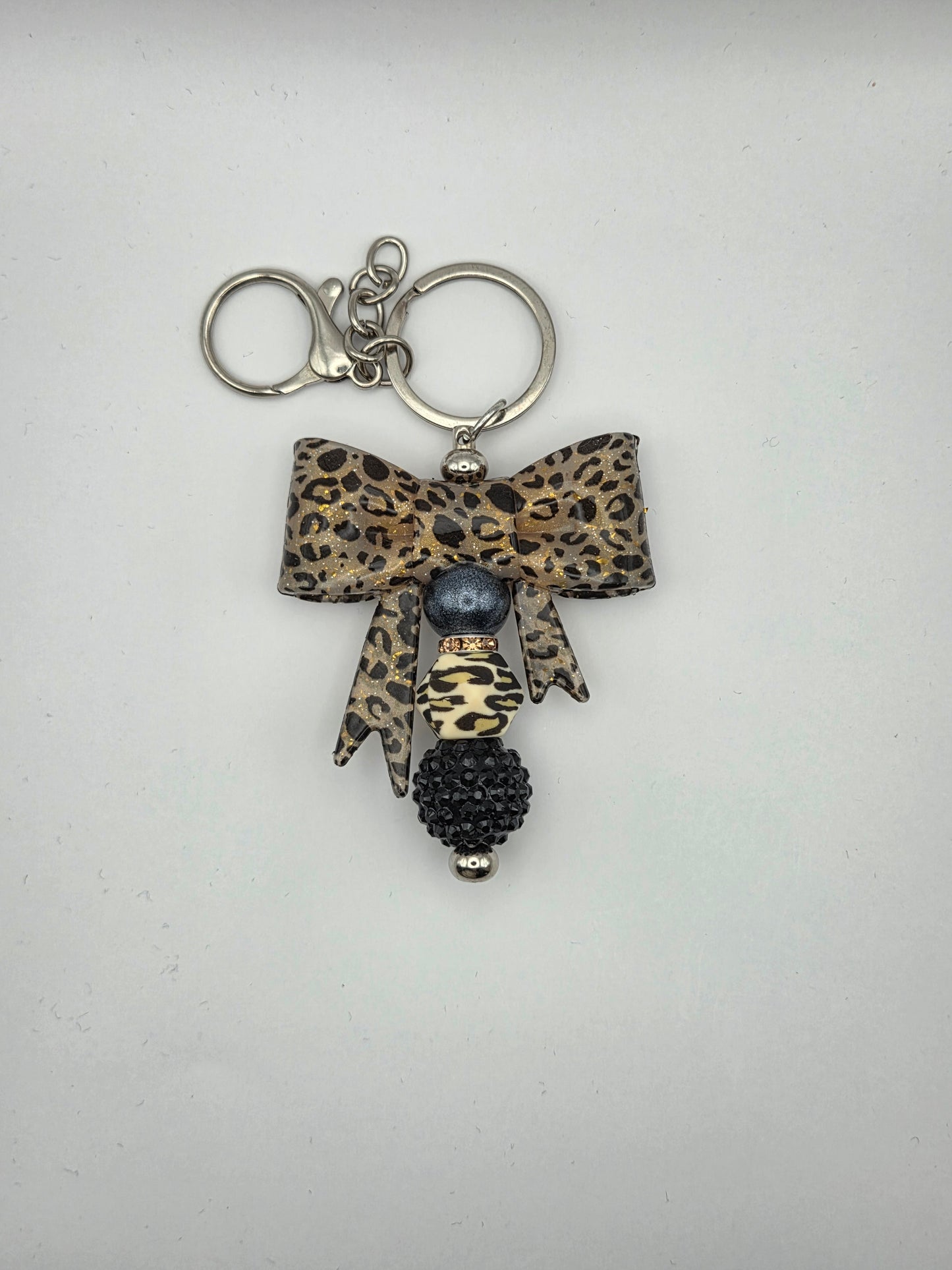 Cheetah Bow Bar Keychain