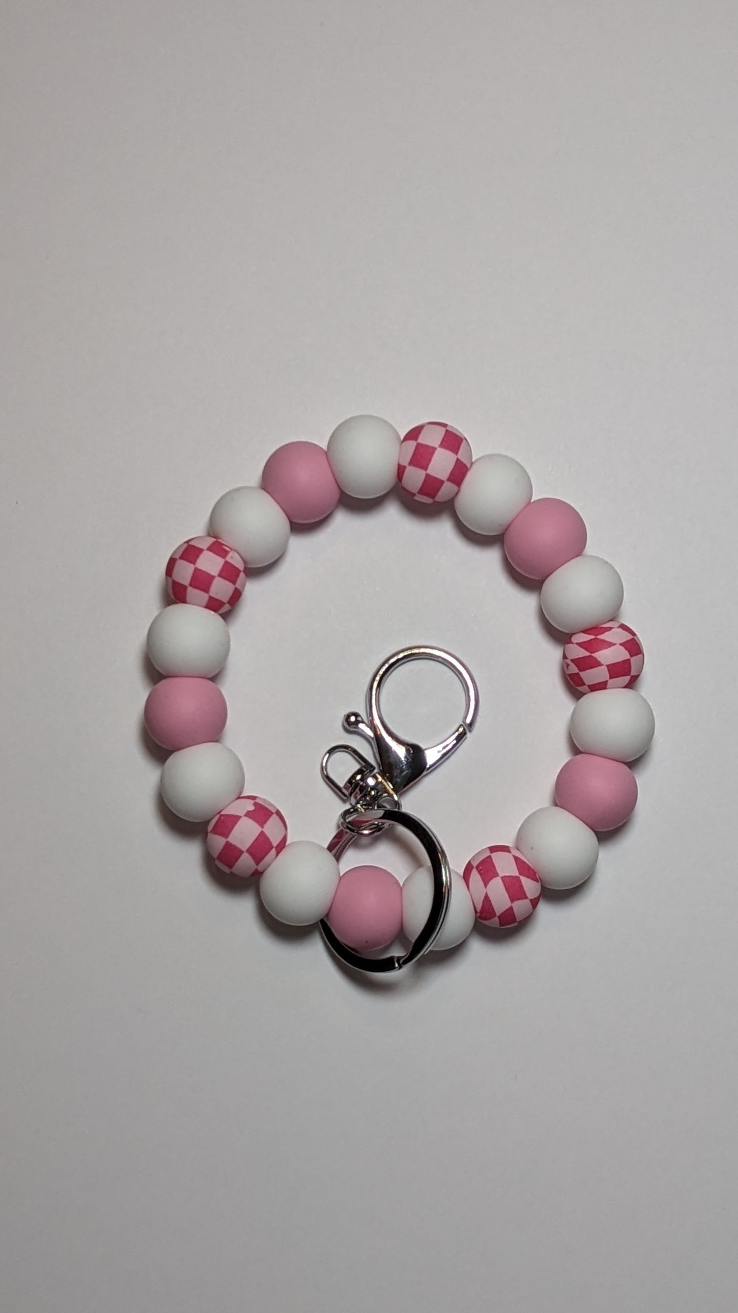 Pink Checkered Keyring