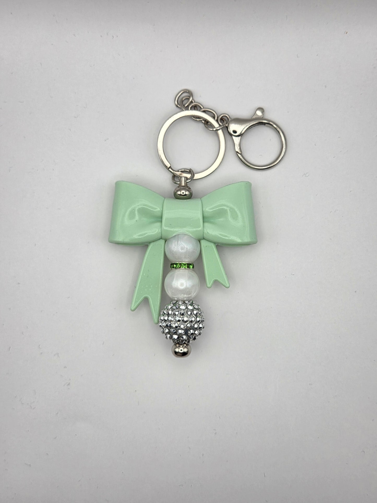 Mint Bow Bar Keychain