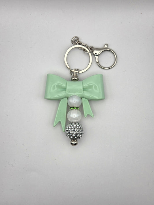 Mint Bow Bar Keychain