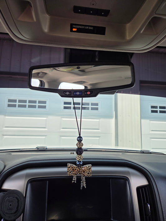 Cheetah Bow Car Charm