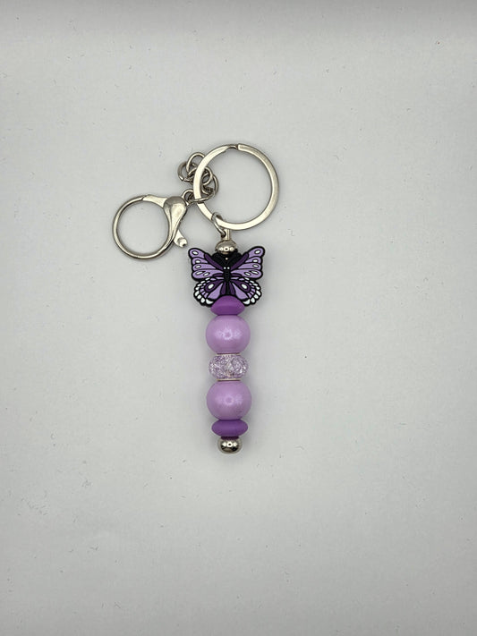 Lilac Butterfly Bar Keychain