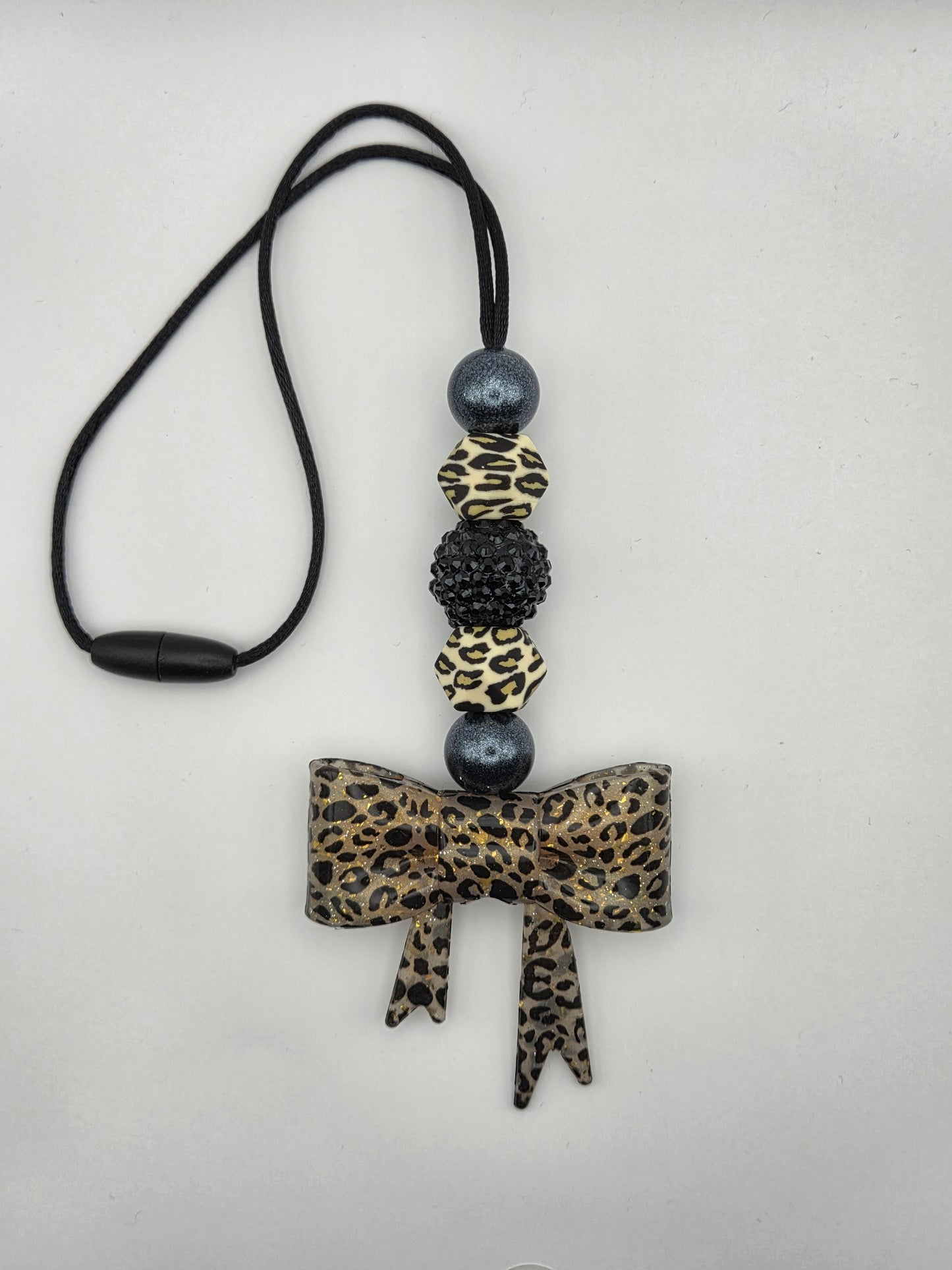 Cheetah Bow Car Charm