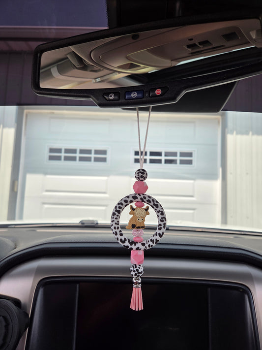 Pink Cow Car Charm